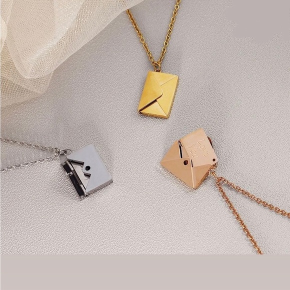 Unique “ Love You” Envelope Locket Necklace - Picture 4 of 8